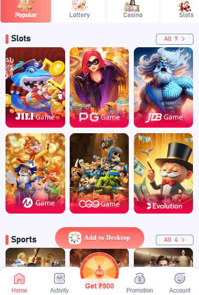 Secure login screen of Daman Games app