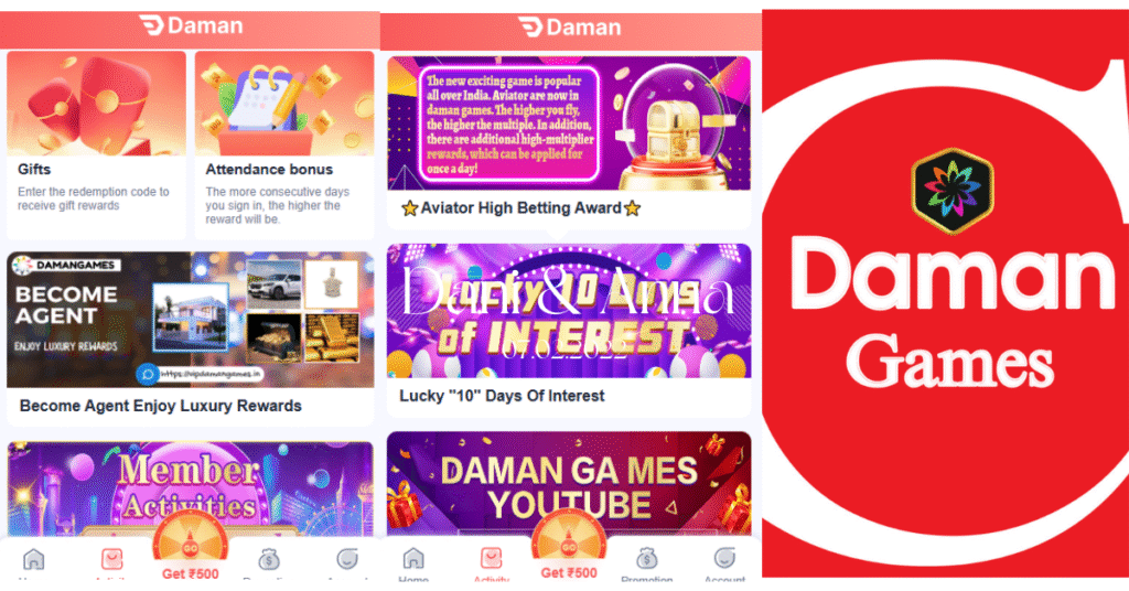 Damangames Up update screen showing latest game features